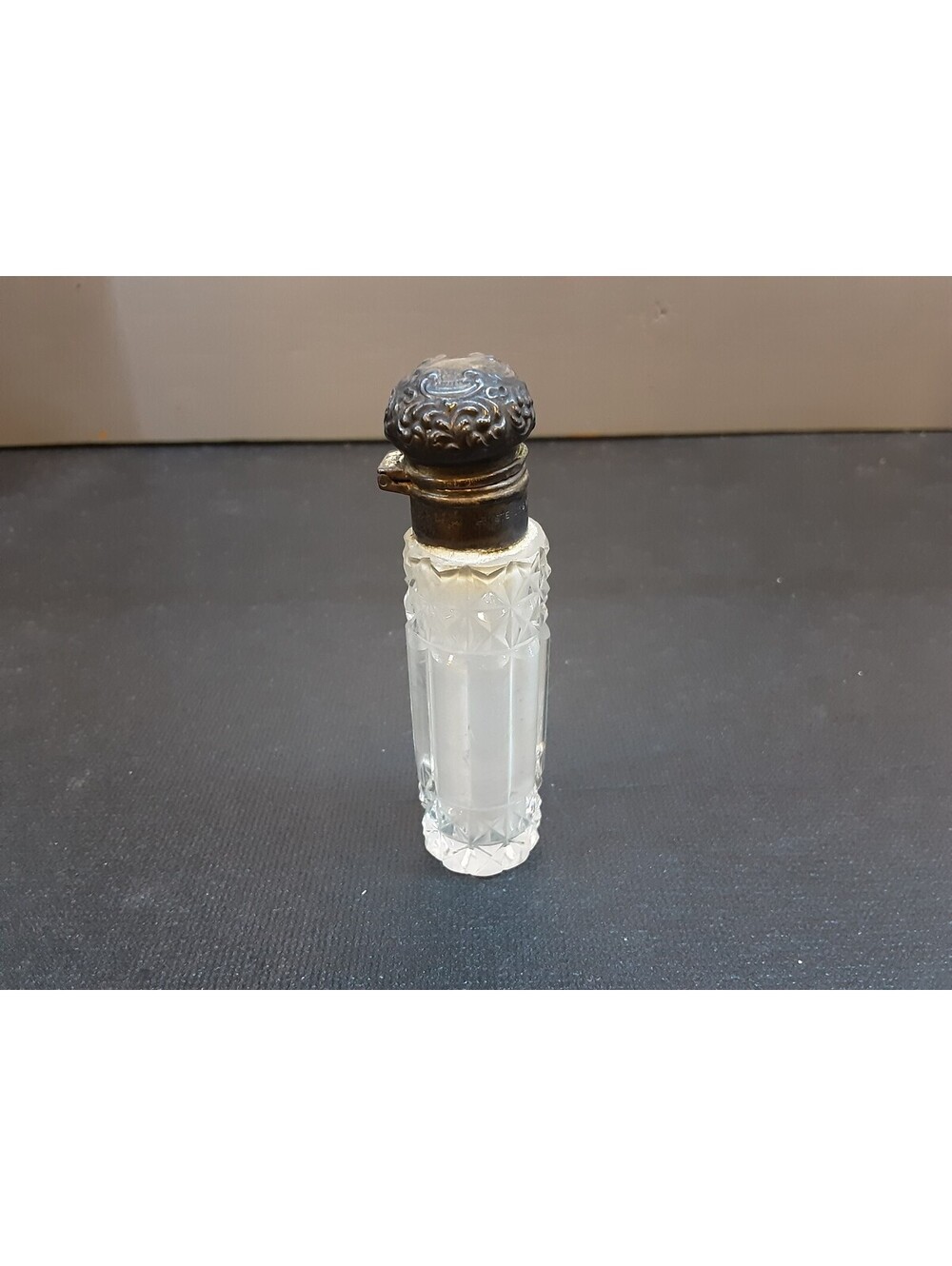 Antique Cut Glass Sterling Silver Topped Bottle